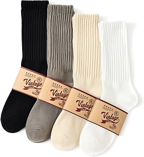 Jeasona 95% Cotton Socks Scrunch Slouch Vintage Gifts for Men 4 Pairs