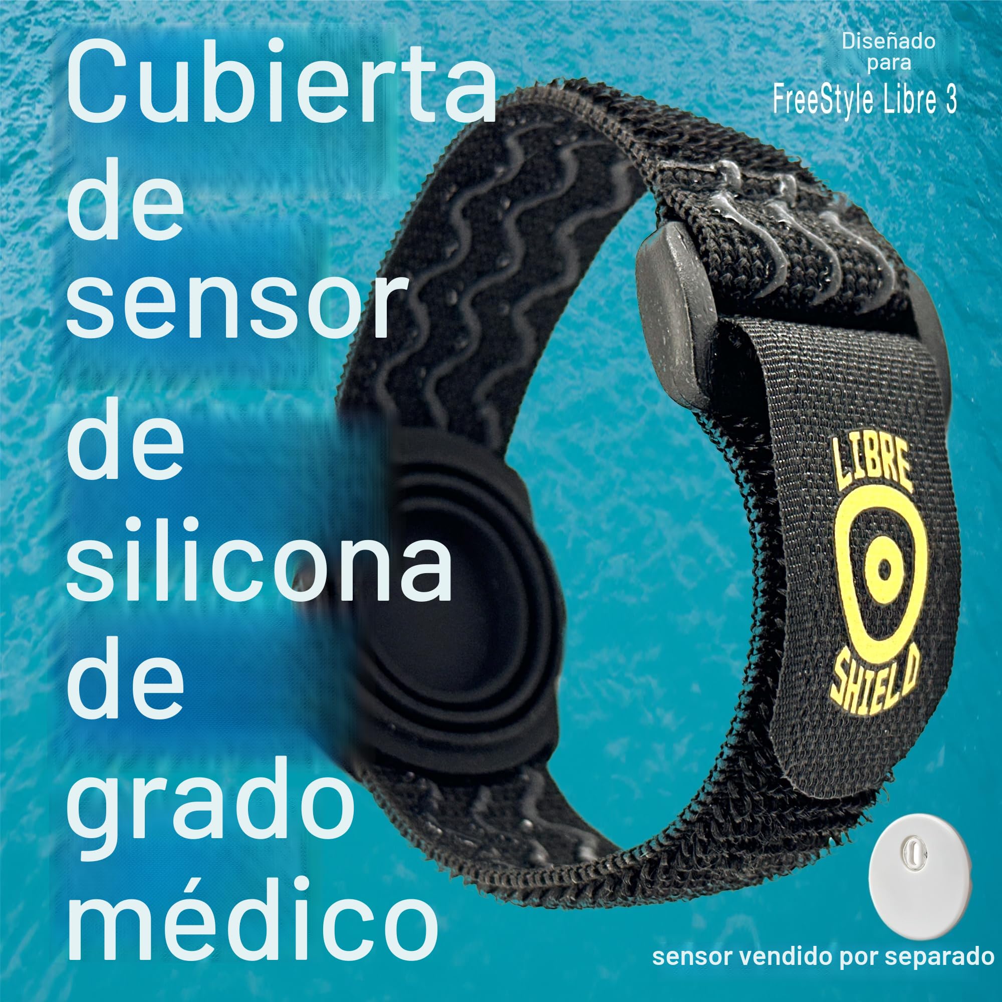 Pulsera Sensor Freestyle Libre 3-14 días, protección máxima, pulsera de actividad, lavable y reutilizable, sin más parches (negro)