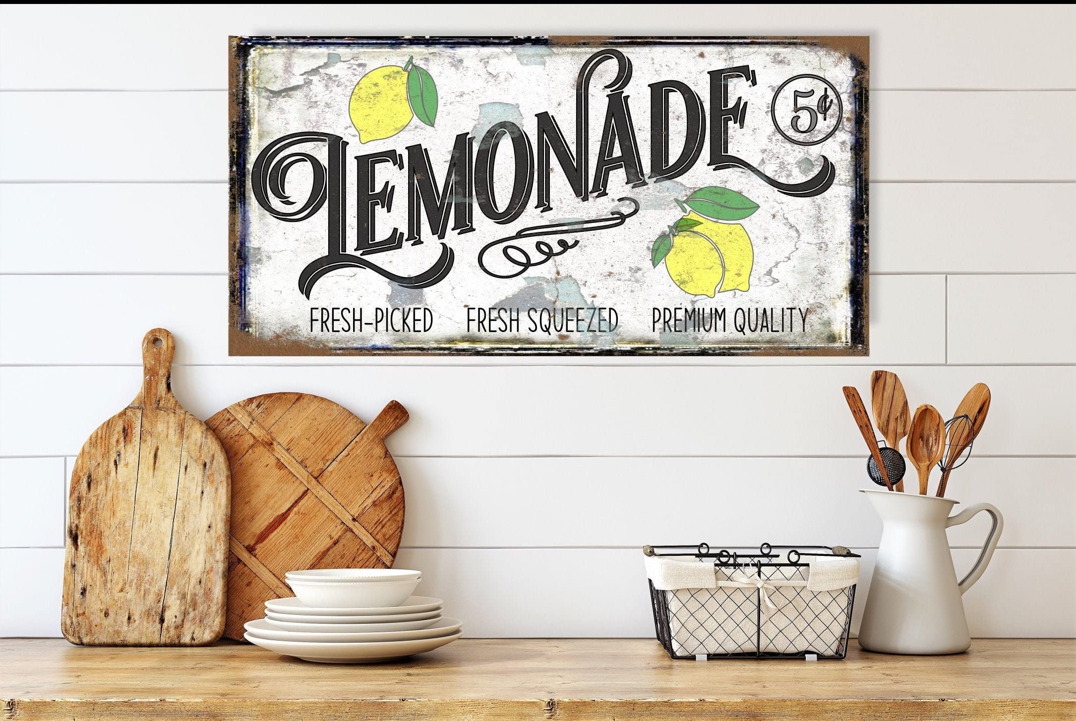 HOUVSSEN Lemonade Sign, Modern Farmhouse Decor, Sign, Farmhouse Signs, Signs with Sayings, Kitchen Sign Educational Art Posters Metal Tin Sign Courtyard Wall Decor 8x12 Inch