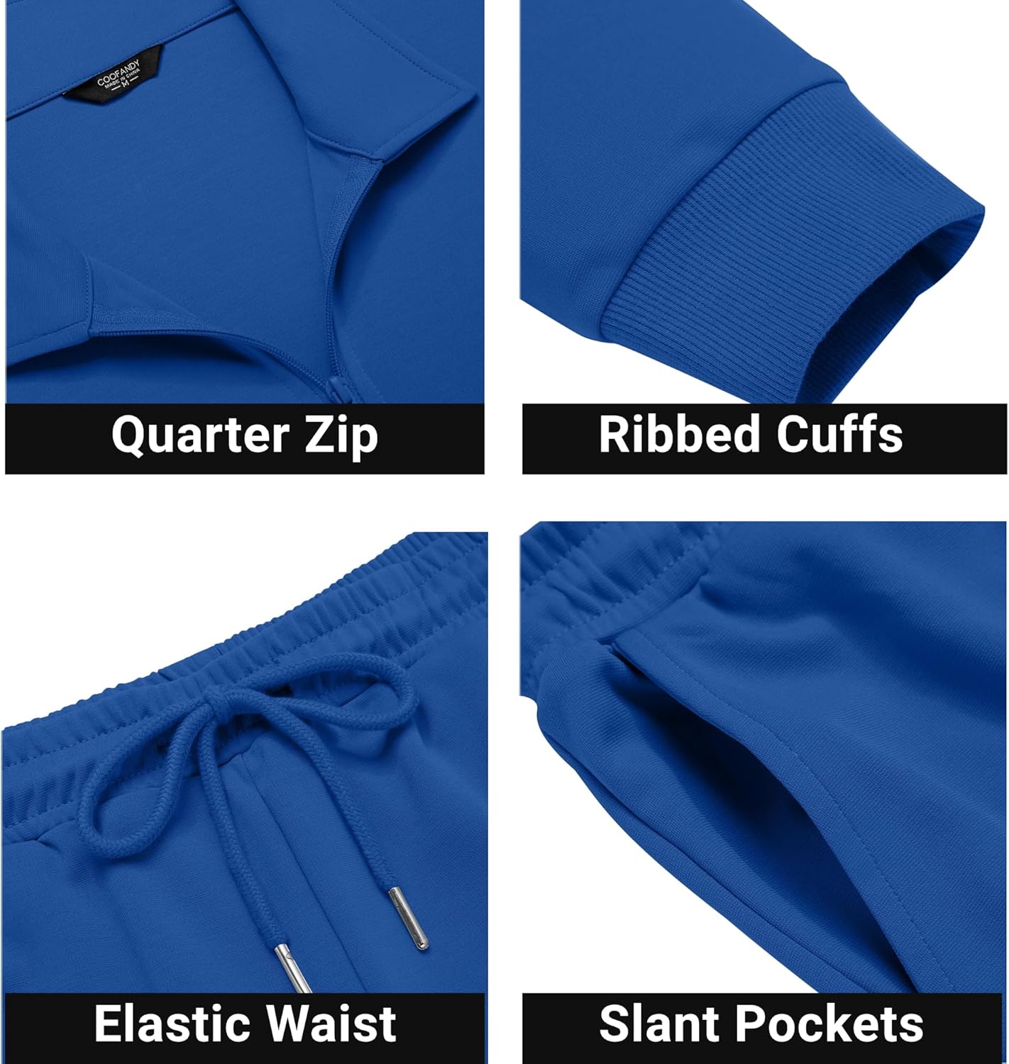 COOFANDY Men's Tracksuit 2 Piece Quarter Zip Polo Athletic Sweatsuits Casual Running Jogging Sport Suit Sets - Image 5