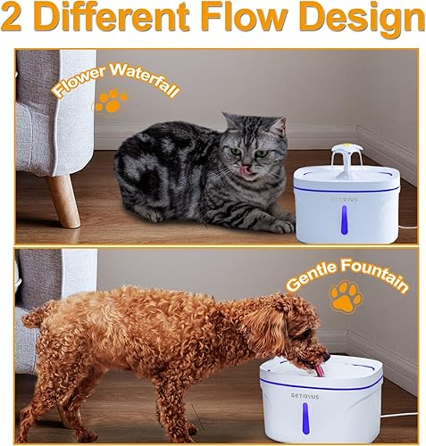 Miniatura 2 de Fuente de agua para gatos, fuente de agua automática para mascotas de 84 oz2.5 L para gatos en el interior, fuente de agua para gatos con luz LED