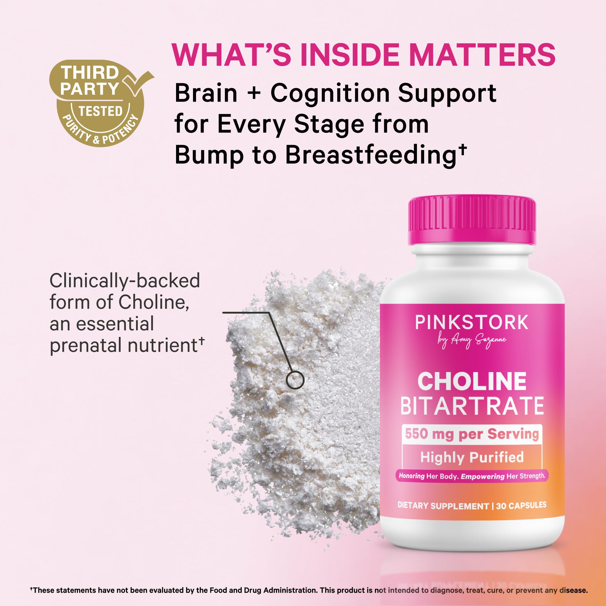 Pink Stork Prenatal Choline Supplement for Women | Cognitive Health | 30 ct — Amazon image 2