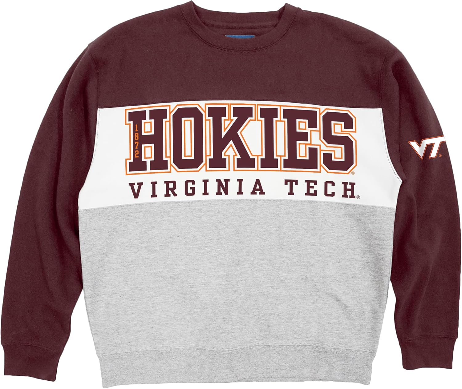 Blue 84 NCAA Officially Licensed Colorblock Crewneck Sweatshirt Virginia Tech Hokies Medium Team Color