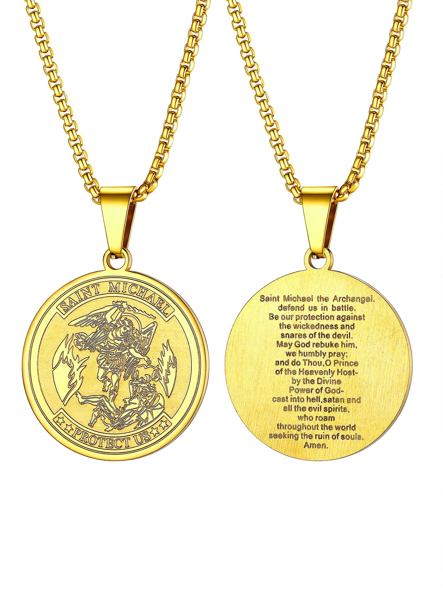 PROSTEEL St Christopher/St Benedict/St Michael Pendant Necklace for Men