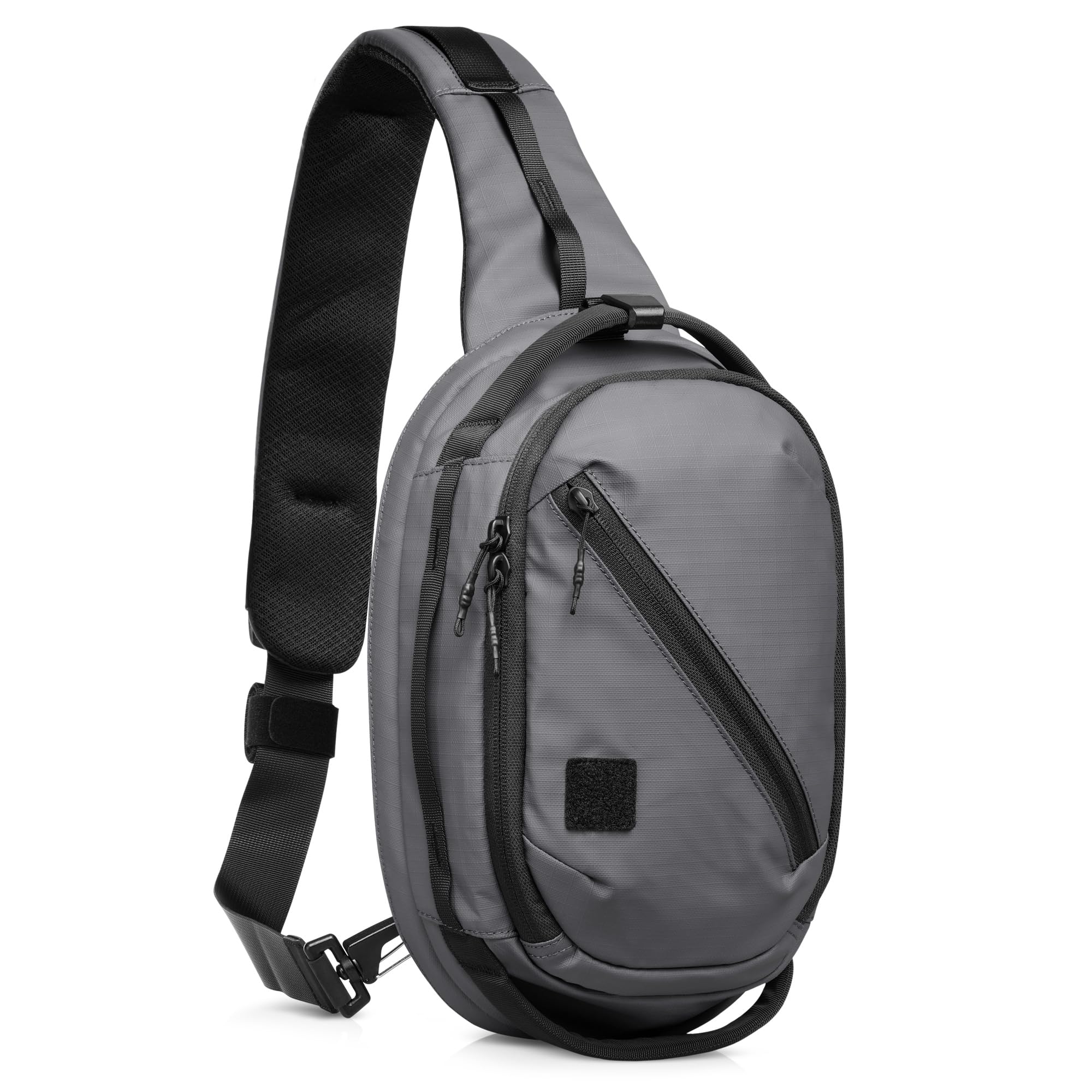 Savior Equipment Obscura Sling Bag Tactical EDC Crossbody Case Pistol Bag, Low-Profile Design Holster Compatible Single Pistol Soft Case with Rapid Access Admin Pocket (Slate, Medium (5L))