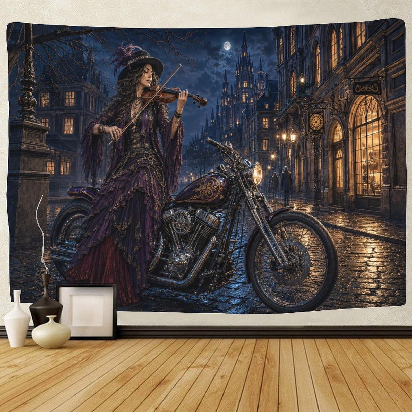 ASDFGHJKLZA Victorian Gothic Violinist 3D Print Wall Hanging Decor Tapestry for Bedroom Tapestries Home Decoration Curtain Bedroom College Dorm 70cmx100cm