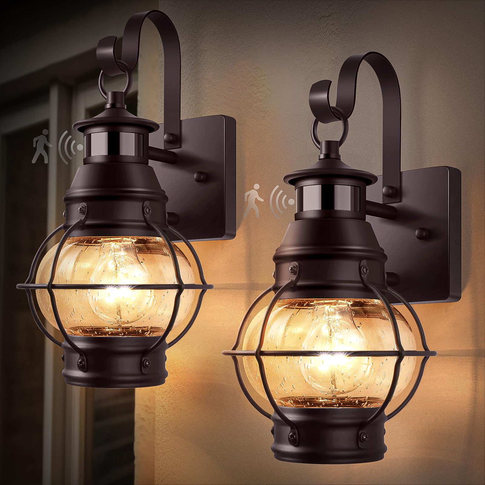 Lamomo 2-Pack Motion Sensor Outdoor Wall Lights – Aluminum Garage