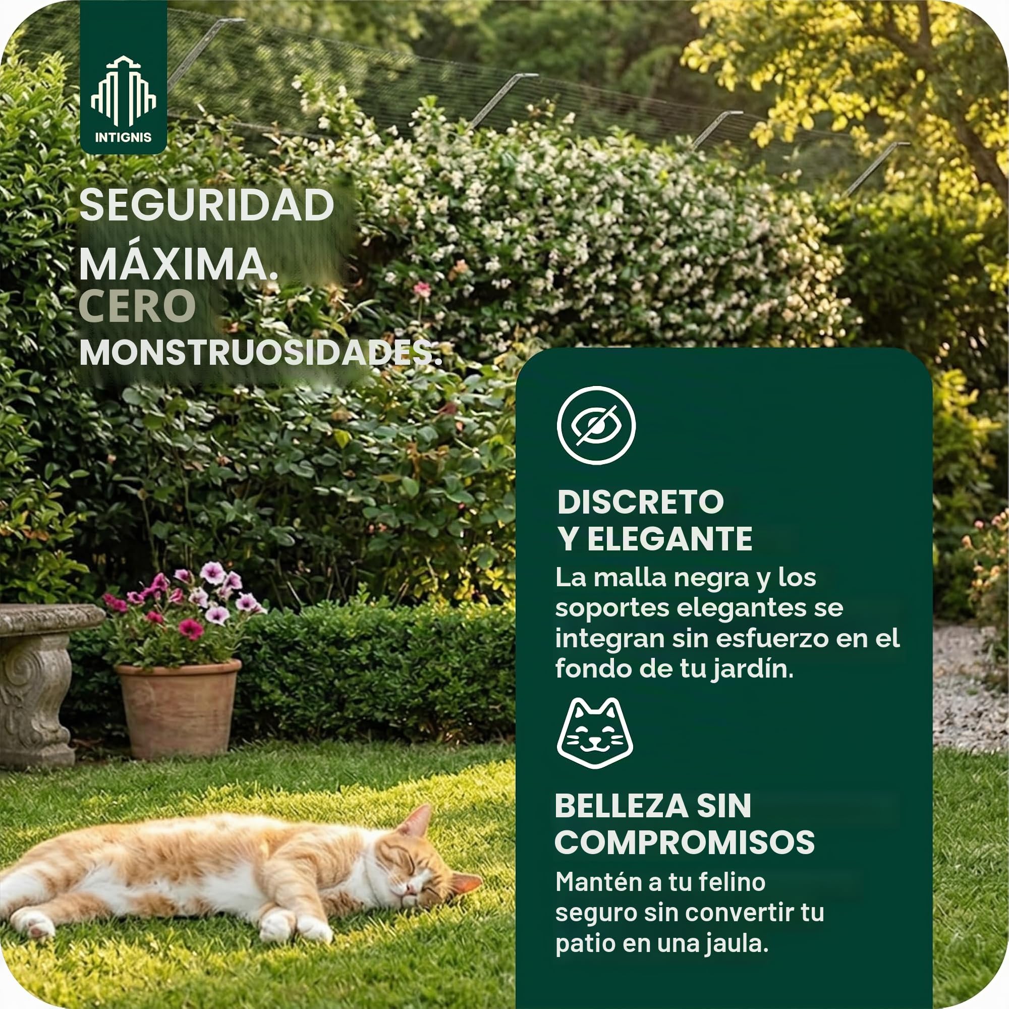 Valla a Prueba de Gatos Barrera Anti-Escalada – Kit de Recinto Seguro para Catio Exterior, Malla de Valla de Jardín Resistente a la Intemperie para Seguridad y Protección de Gatos (Kit de 15