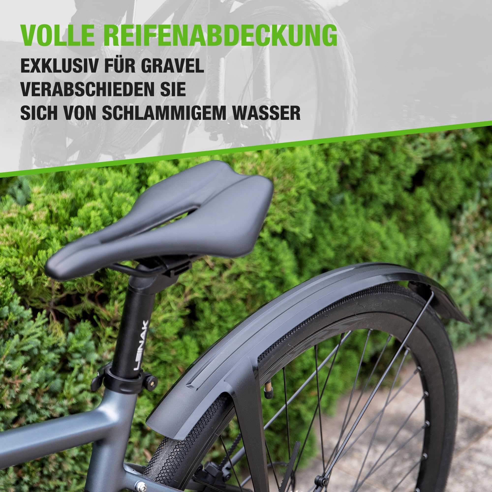 GEWAGE Fahrrad-Schutzblech-Set Rennrad & Gravelbike, 700C/28 Zoll   Werkzeuglose Montage, Doppelspoiler-Design, verlngerbarer Spritzschutz :  Amazon.de: Sport & Freizeit