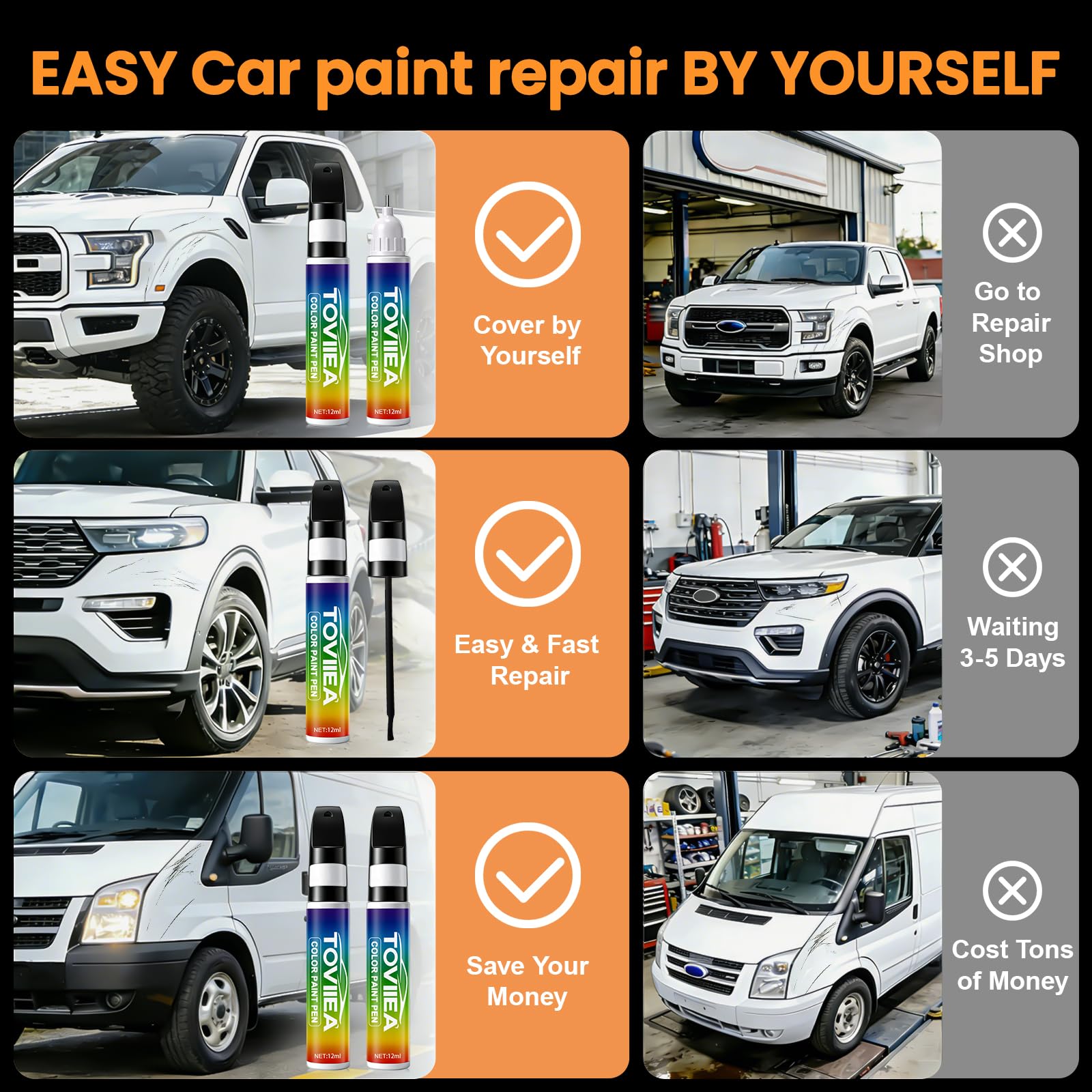 Jet Black Mica(41W) Touch Up Paint Compatible with MAZDA,2-In-1 Car Scratch Remover Pen,Car Paint Scratch Repair Kit for Scratches,Chips & Nicks,2-PCS SET - 5