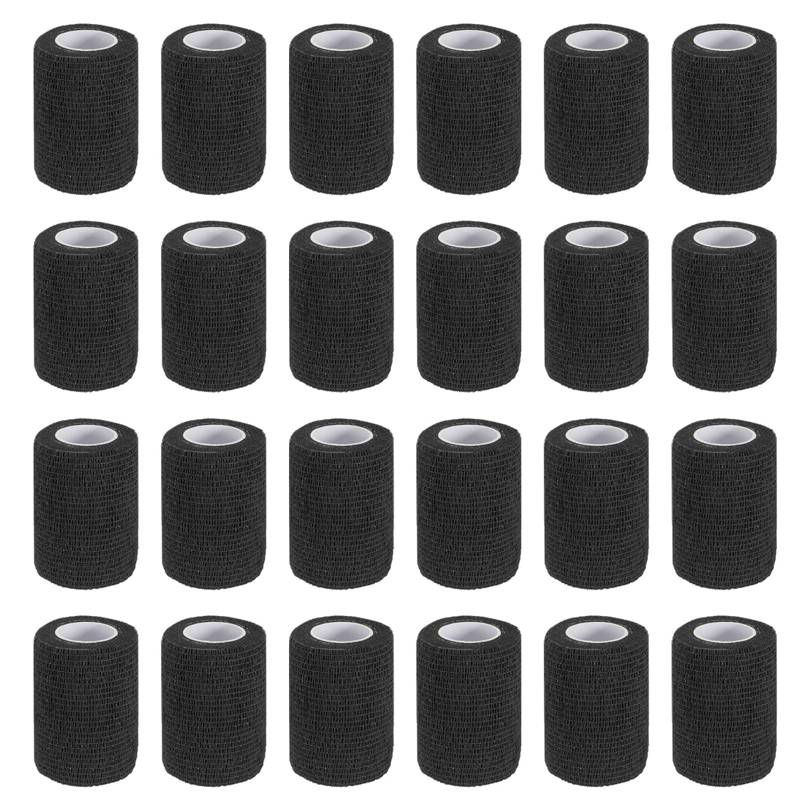 PATIKIL Benda Autoadesiva Avvolgibile 177" X 3", 24 Pezzi Benda Elastica Autoaderente Traspirante Per Sport Polso Caviglia Nastro Atletico Allungabile Per Esterno, Nero