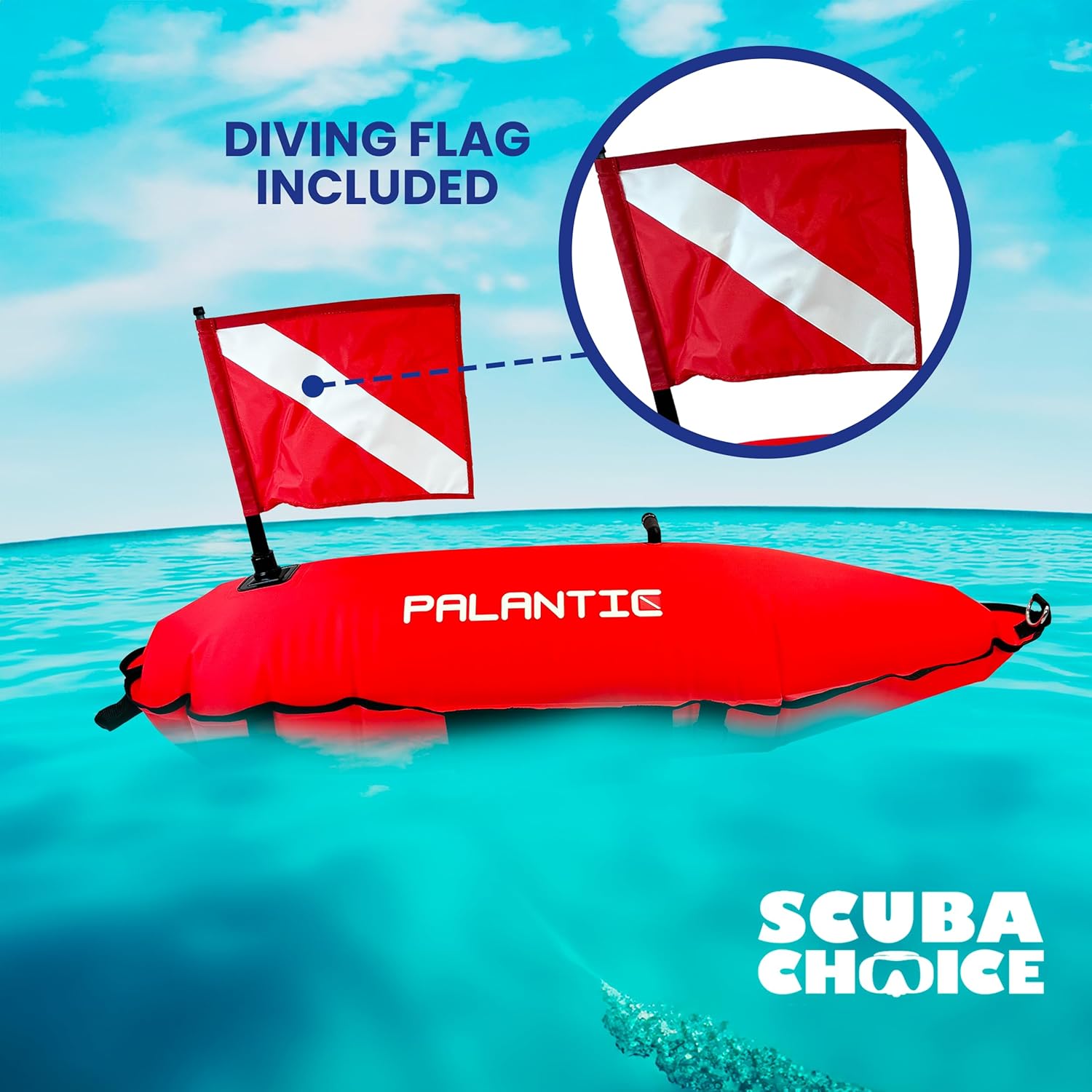 Scuba Choice Spearfishing Torpedo Buoy Float 39" – 420D Nylon with Oral Inflator & Dive Flag for Snorkeling Safety and Underwater Visibility