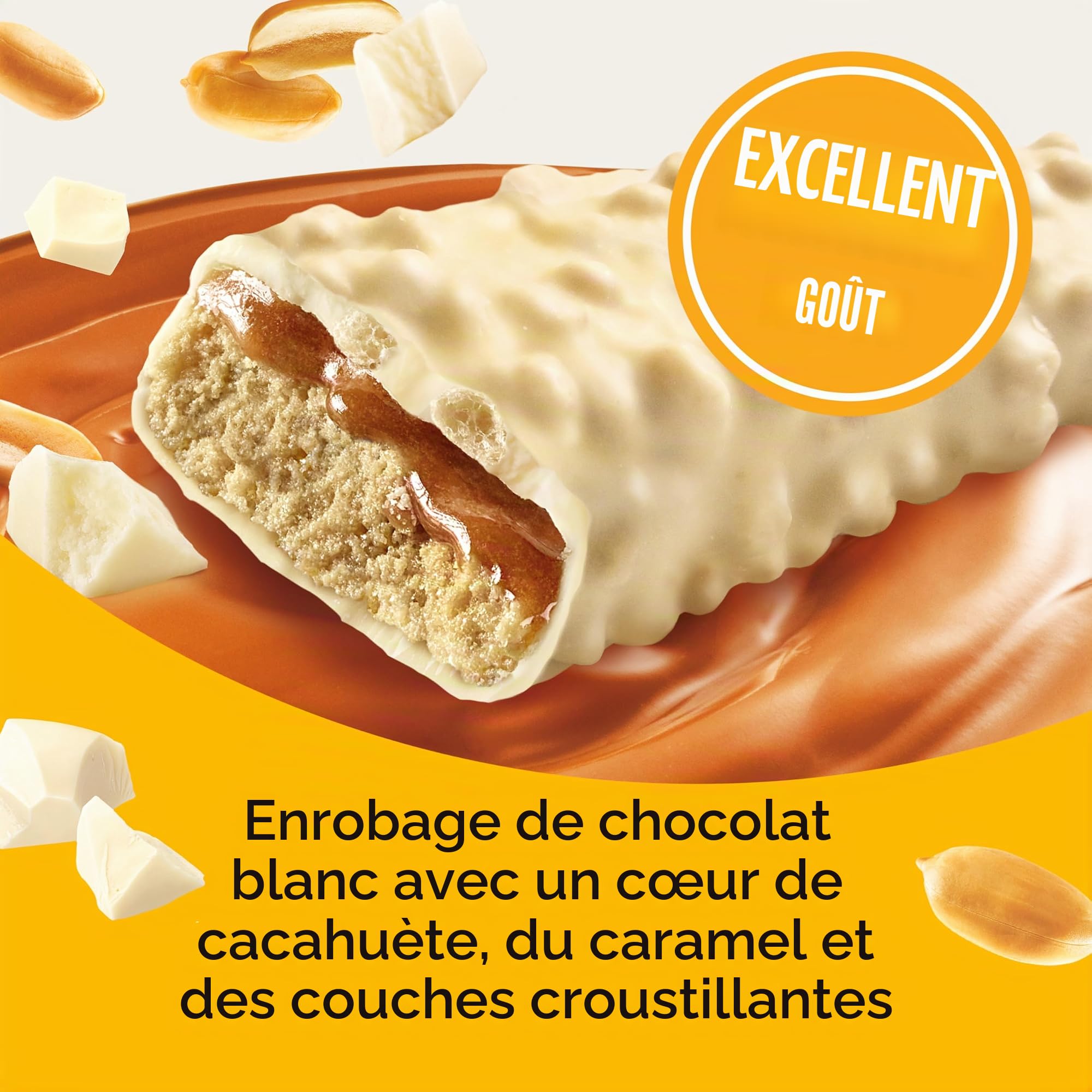 Fulfil Barre de vitamines et de protéines au chocolat blanc saveur cacahuète et caramel 55 g