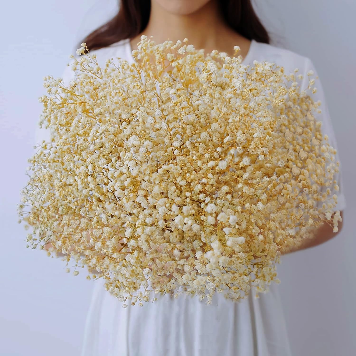 3500+ Dried-Babys-Breath-Bouquet-17.2 inch Dried Flowers, Natural Gypsophila Branches for Home Decor, Wedding, Table Decor, DIY Wreath Floral, Dry Flowers Bulk for Vase (Ivory White)