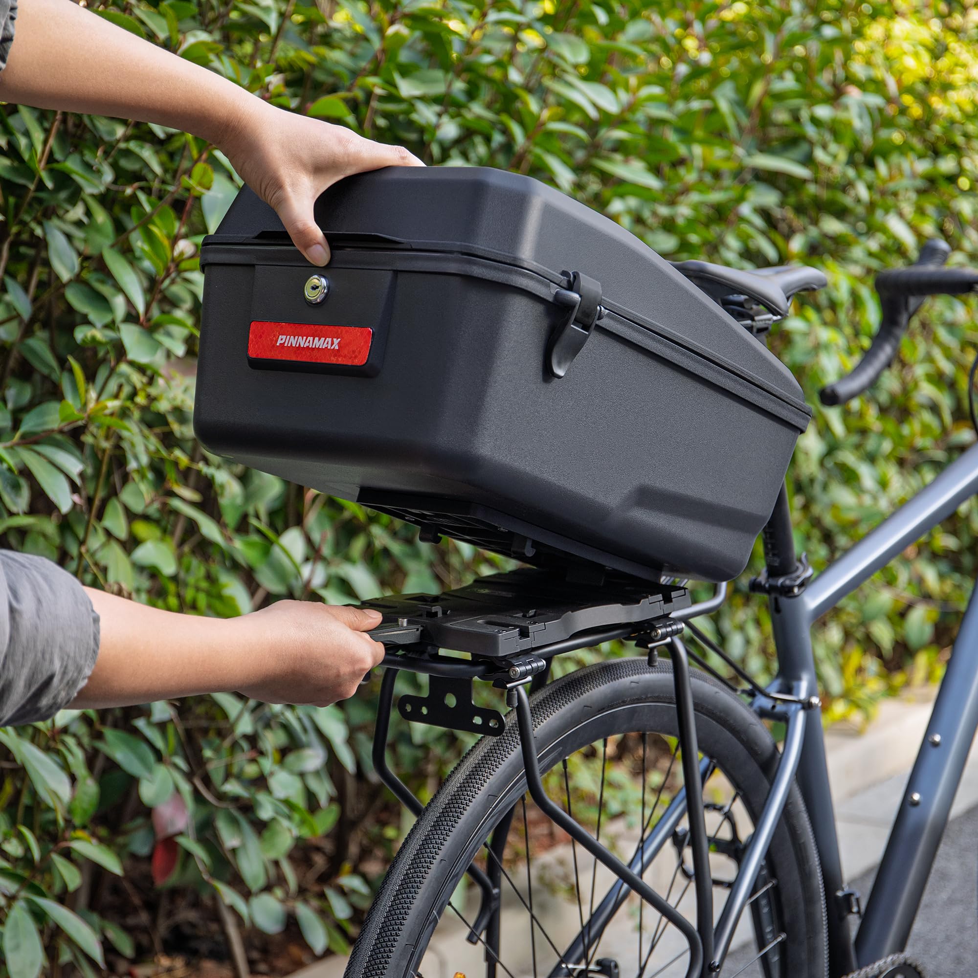 Top Case de vélo avec Plaque d'adaptation – Boîte à vélo avec poignée – Verrouillable et étanche – Grande capacité