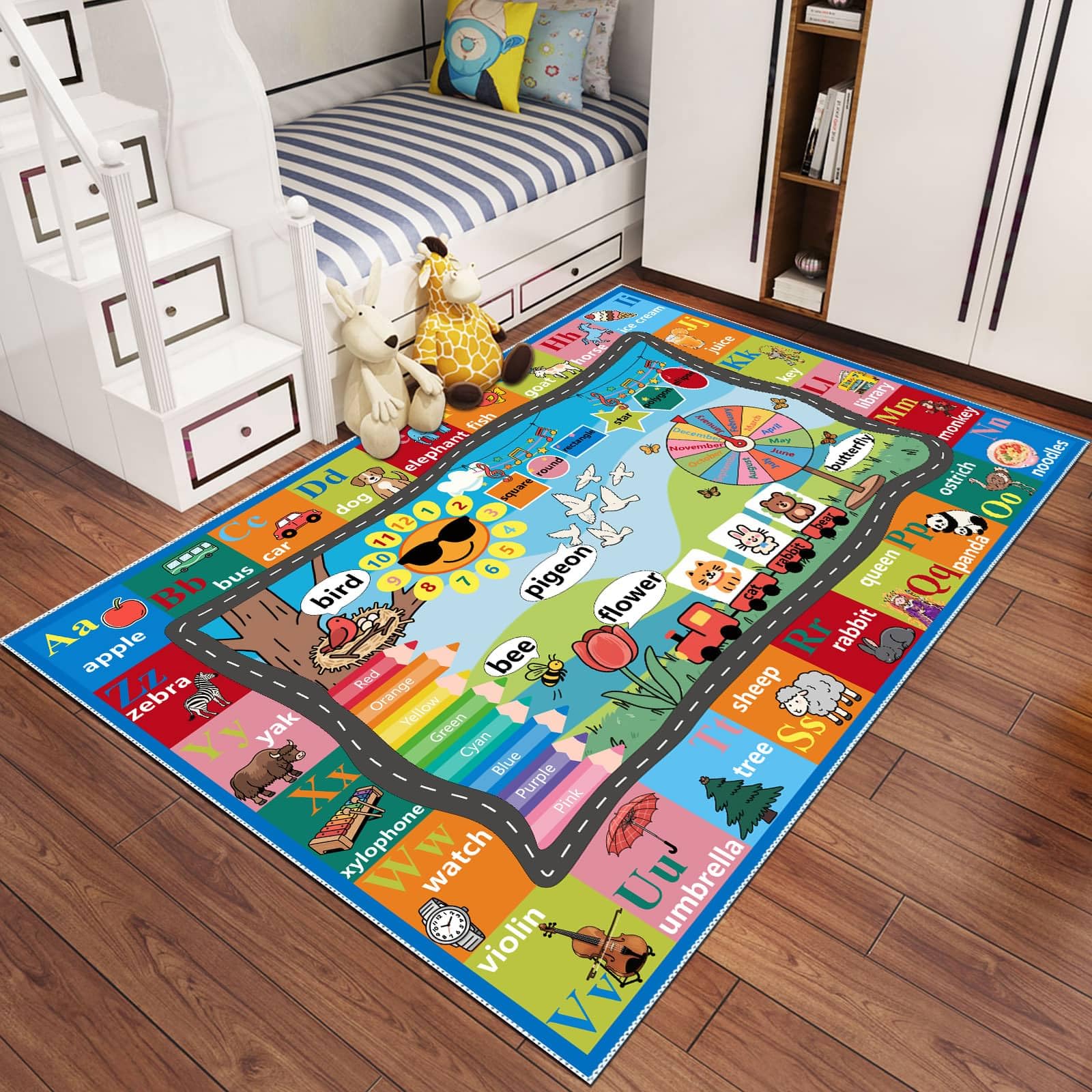 Amazon | TYKTZXY ABCラグ 63x95インチ、滑り止めアルファベット