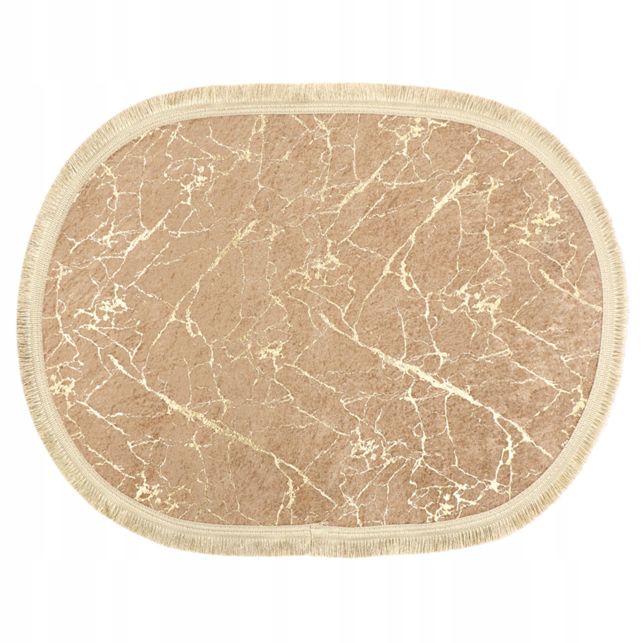 Badteppich Set 2-TLG. Bronze-Gold – Oval 4 mm rutschfest & Weich, Badematte für Badezimmer Teppich 60x100 cm & 50x60 cm - Ideal für Fußbodenheizung - Maschinenwaschbar