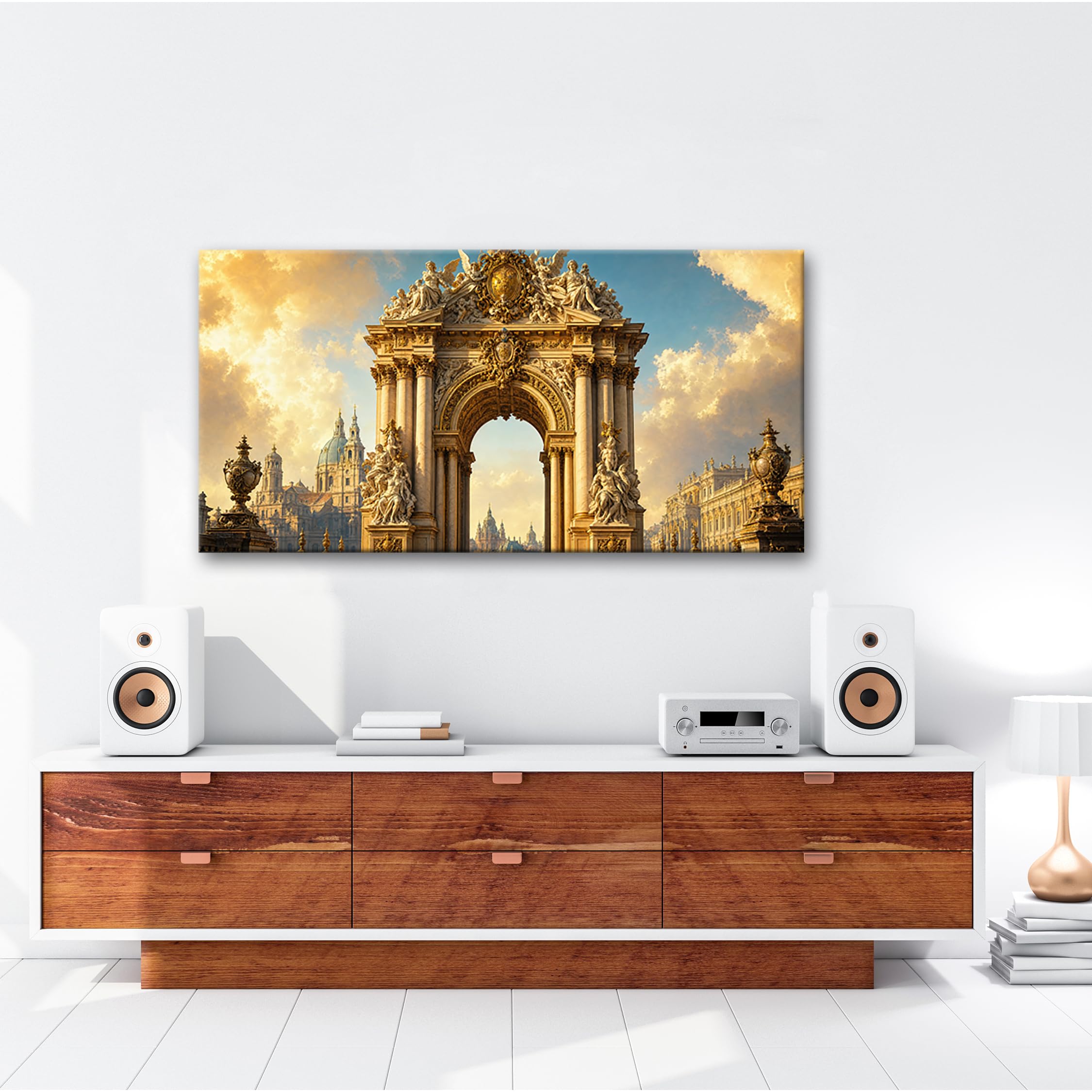 deyoli Obraz na płótnie przepiękny barokowy łuk bramy 100 x 50 cm kolorowy