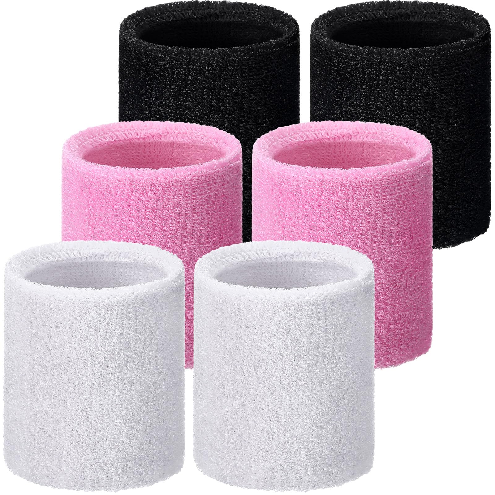 WILLBOND Sweat Band Wrist Tennis Wristband for Women Men Athletic Wrist Sweatbands Thick Cotton Cloth Wristband for Basketball Tennis Football Running Work (Black,Pink,White) — image 1