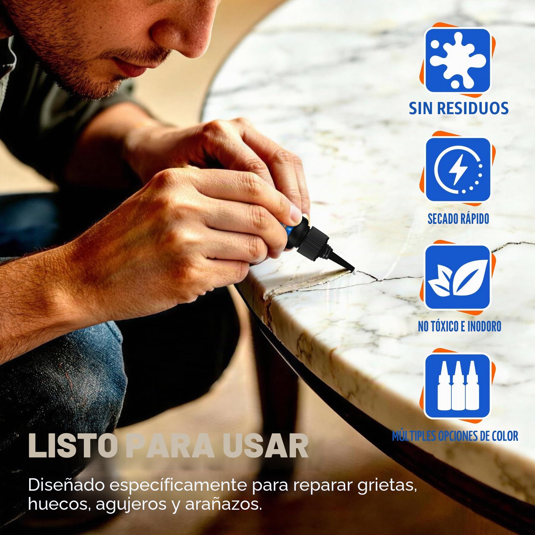 Juego de reparación de azulejos de 4 colores (blanco, beige, gris, transparente), esmalte y cerámica, endurecimiento rápido, para reparación de granito, bañeras, cuarzo y fibra de vidrio con grietas y