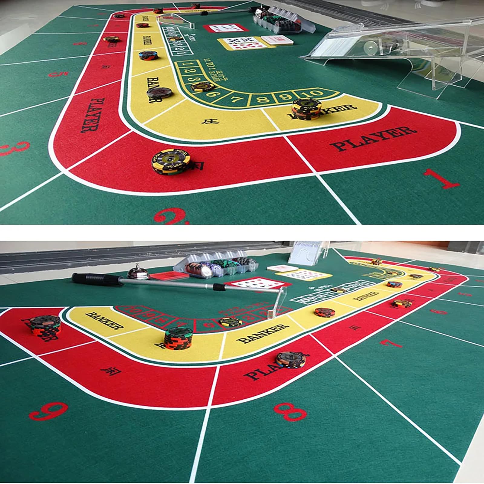 mata do gry w karty, Przenośna profesjonalna mata do układania stołu ruletki w kasynie, składany blat pokerowy gier pokerowych(Green,L)