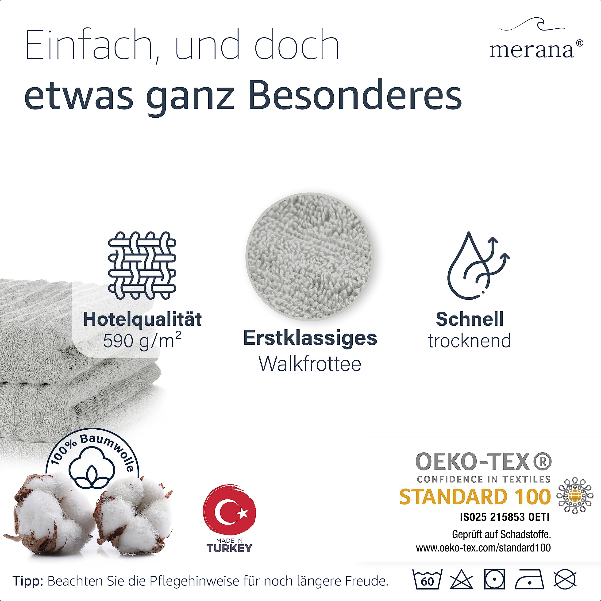 Merana OSLO towel set, Mountain Grey, 2 x towels 50x100cm - Image 4