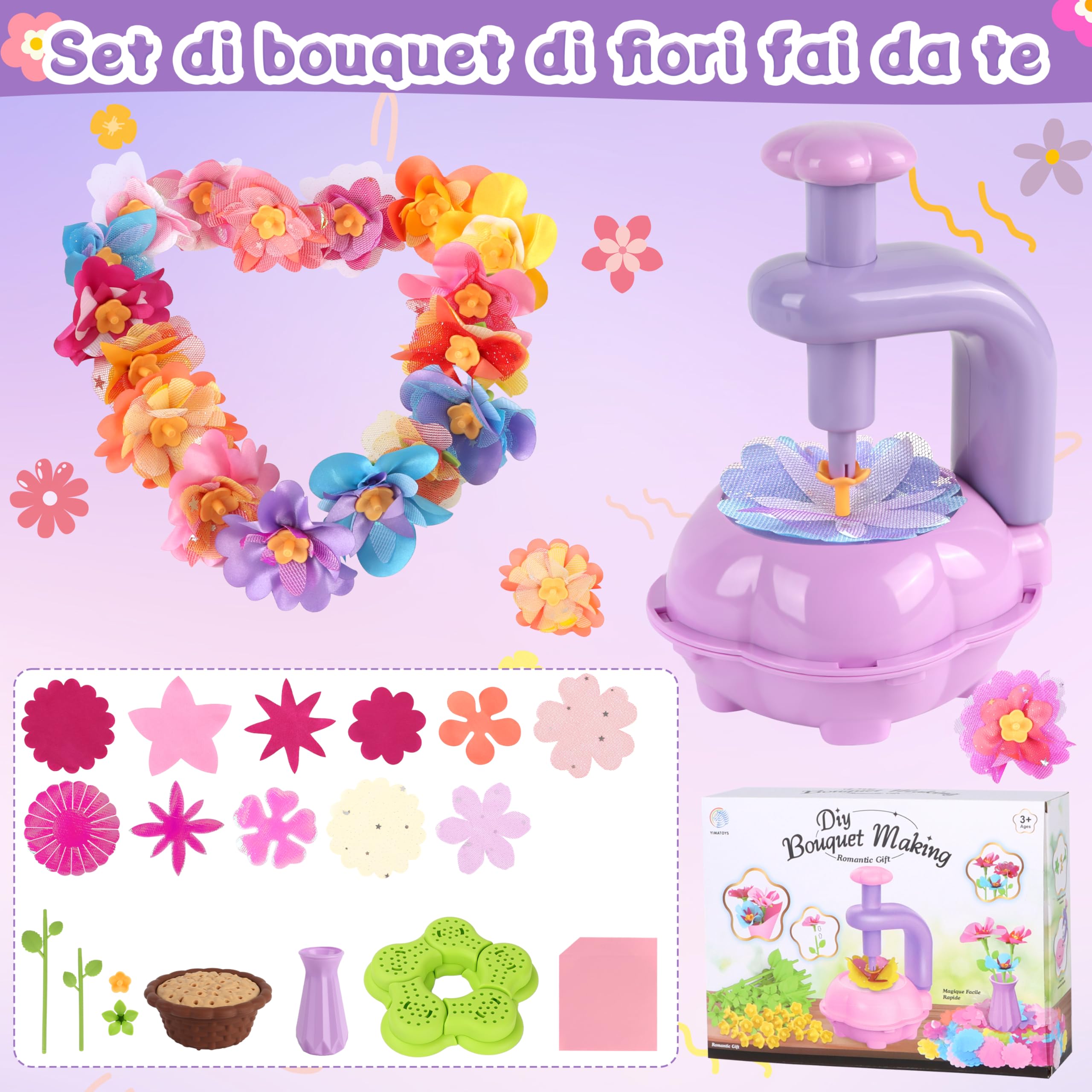 Charmofun Il Laboratorio dei Fiori, Kit Artigianale con Macchina per la Produzione di Fiori Bambini, Regalo Giocattoli Creativo per Bambina 4 5 6 7 8+ Anni