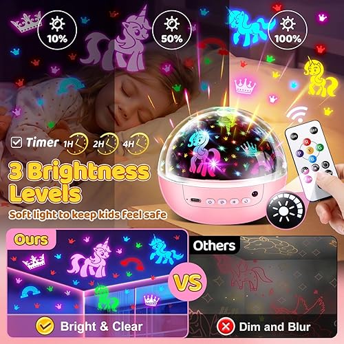 Miniatura 4 de COOLNIGHT Proyector de luz nocturna para niños, 93 iluminación+3 películas + control remoto Proyector de estrellas para niños, 3 brillos + 3 luces