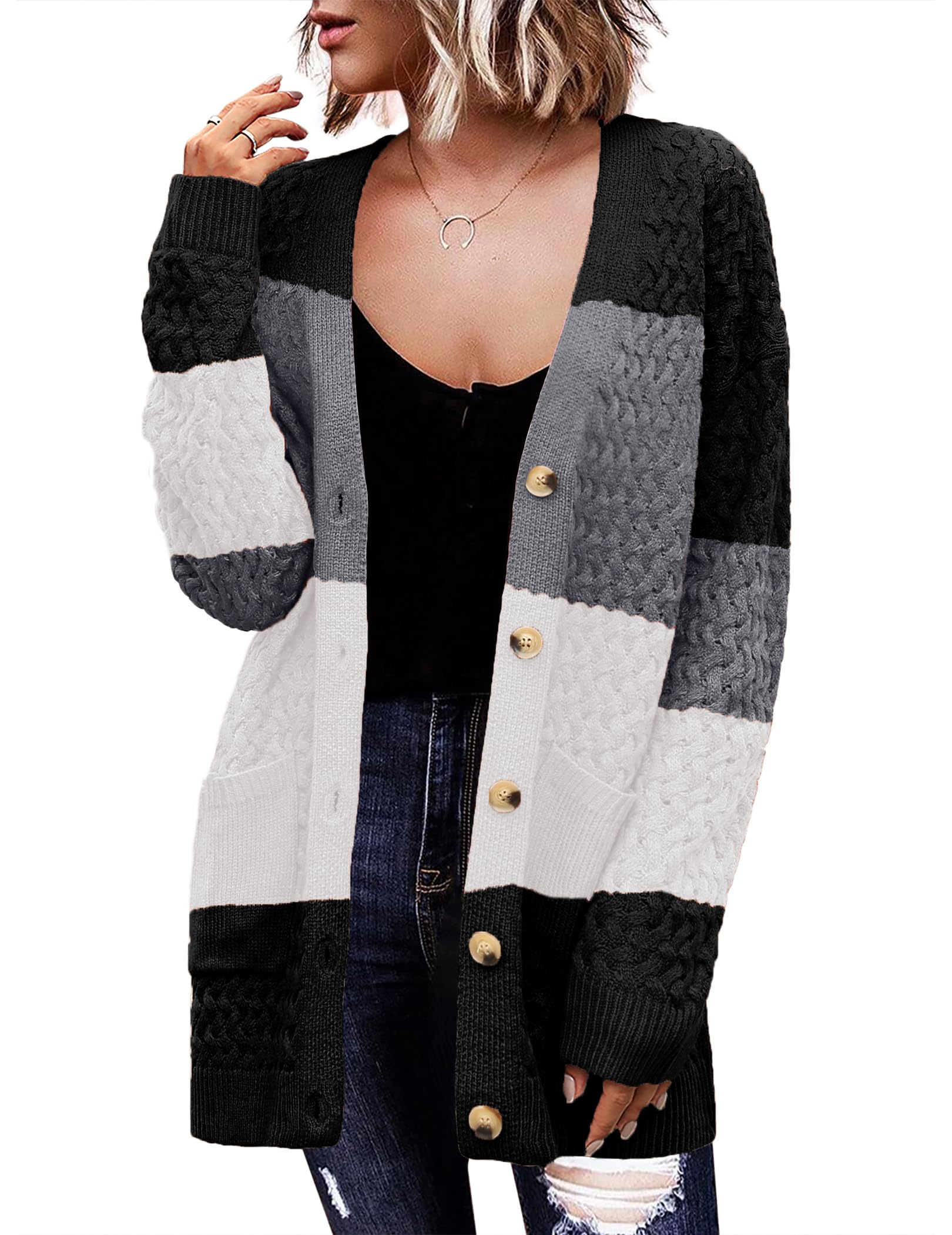 Zeagoo Cardigan Sweaters for Women Long Sleeve Fall Clothes Button Down Top