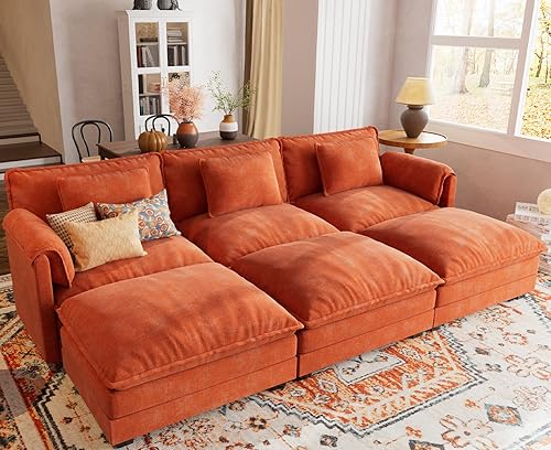 Miniatura 20 de ELUCHANG Sofá modular en forma de U de 153 pulgadas con almohada, sofá de asiento profundo para sala de estar, sofá moderno de 6 asientos con