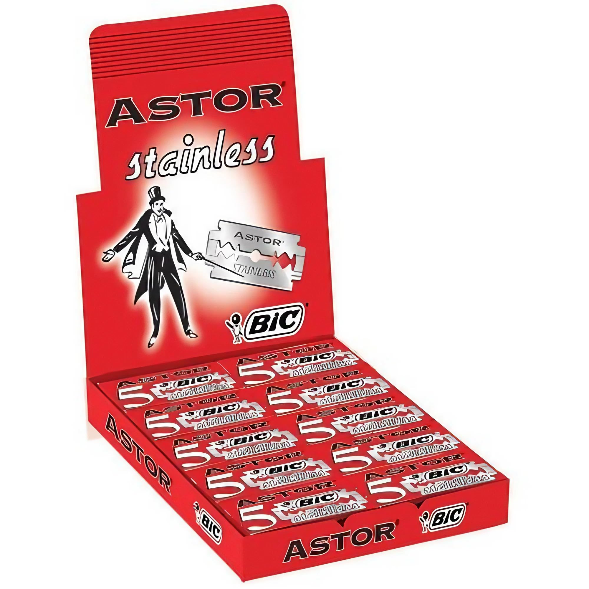 100 BIC ASTOR Platinum Stainless Steel Double Edge Safety Razor Blades with Chromium Polymer Coated Edges for a Close Shave