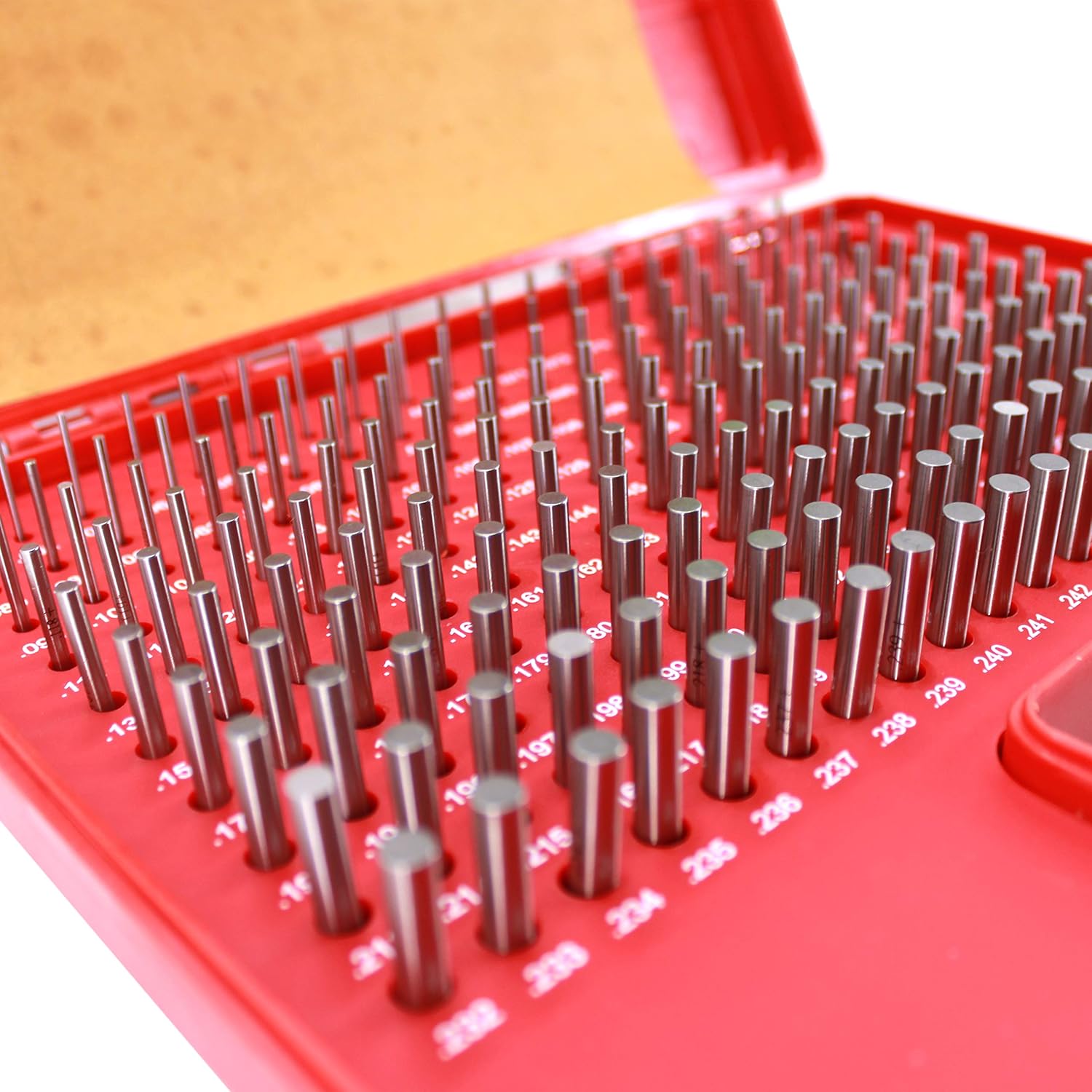 HFS(R) Pin Gage Set M1 Plus Steel Gauge with Storage Case for Carpenters and Home Improvement 190 PCS 0.061-0.250"