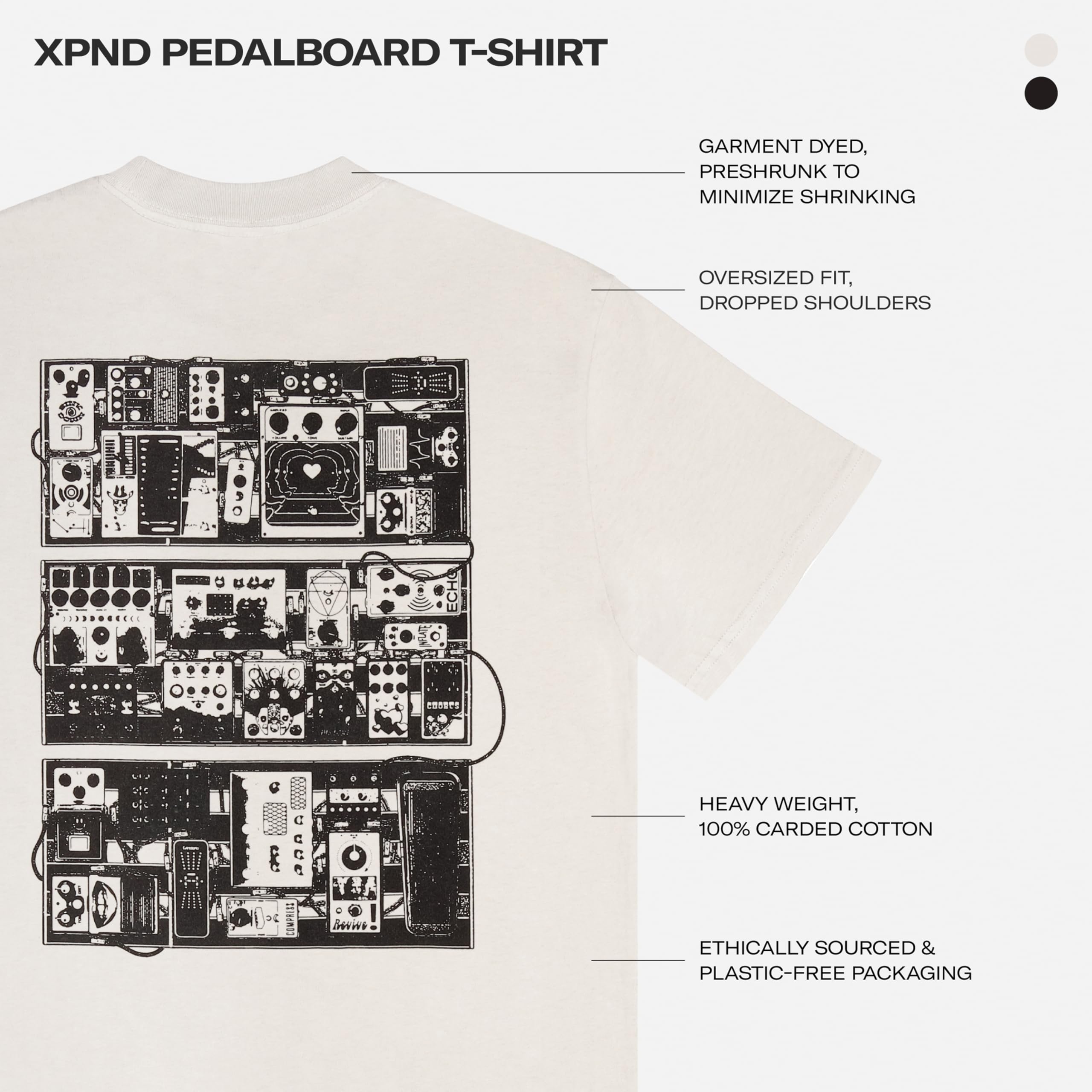 D'Addario XPND Maglietta Pedalboard, Bianco Osso
