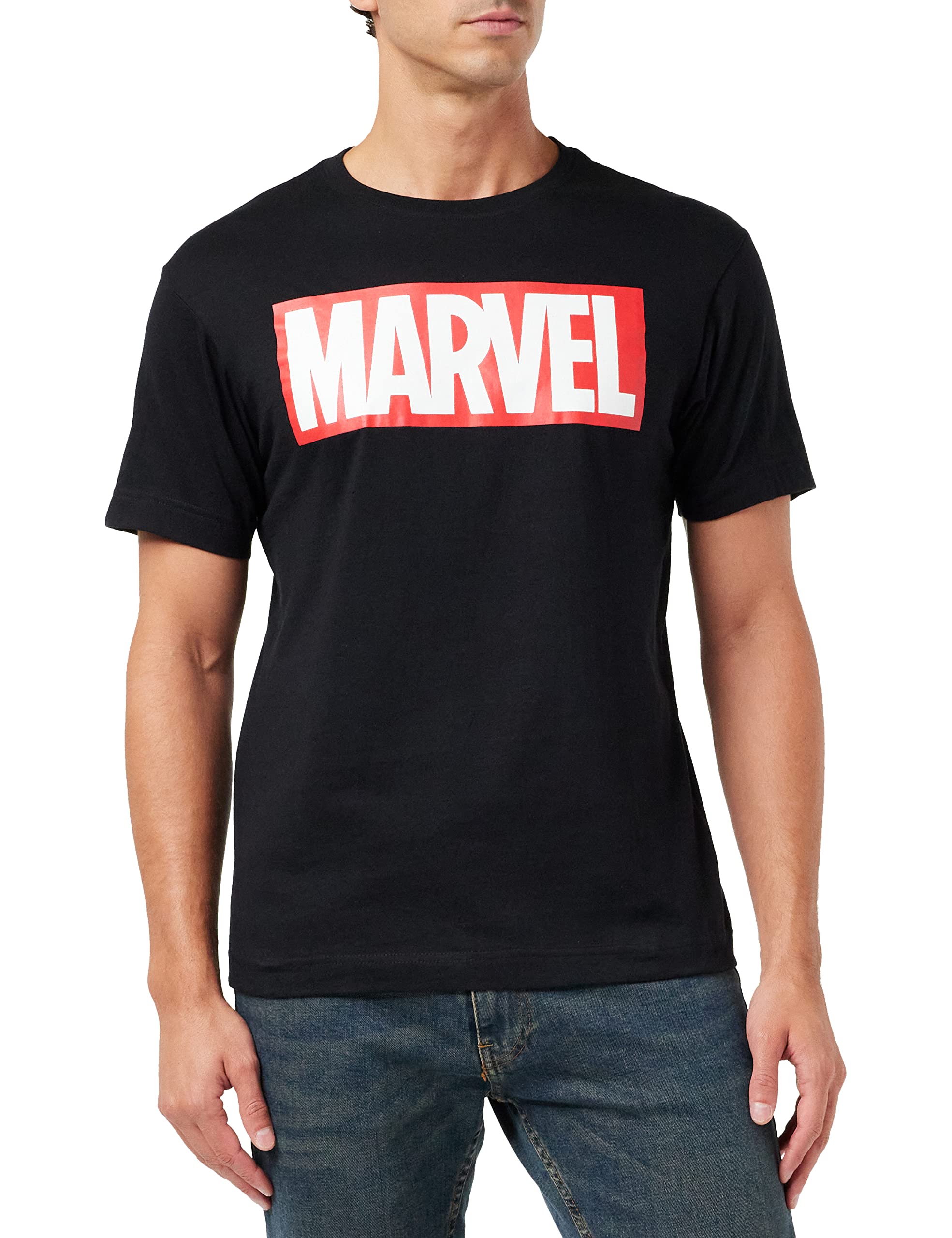 Marvel Men's Marvel Comics - Core Logo T Shirt, Black, XXL UK
