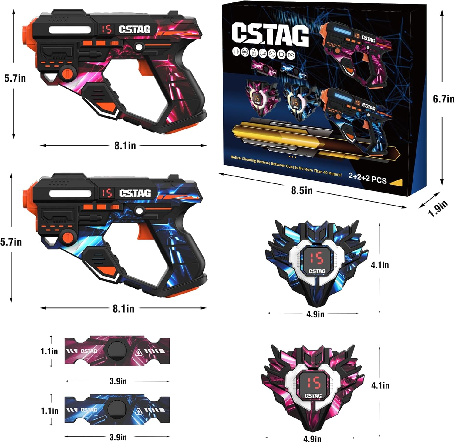 Rechargeable Laser Tag Gun Set of 2 with 360° Sensors Digital LED Score Display Vests for Kids Indoor & Outdoor Play, Gifts for Teens and Adults Boys & Girls, Electronic Toy for Aged 8 9 10 11 12+