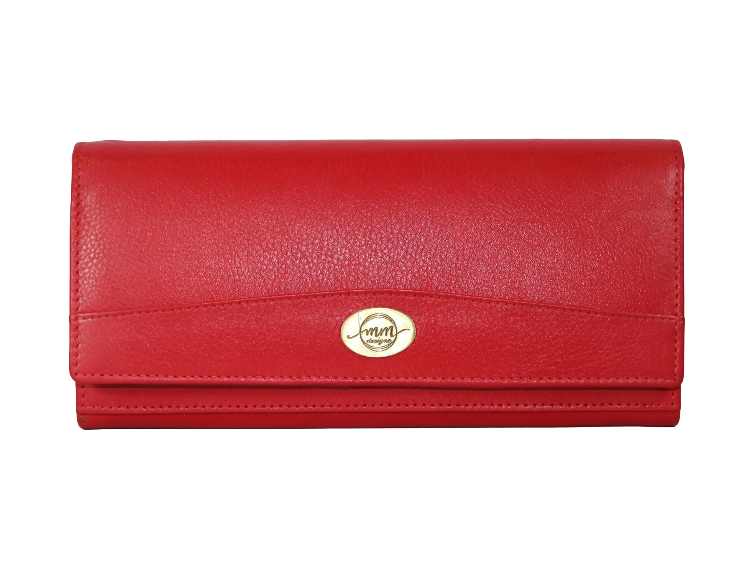 | Genuine Leather Women’s Clutch Wallet | Long Purse with Multiple Zipper Compartments Card Slots ID Window | Zipper Front & Back Pocket with Magnetic Snap Closure Clutch (Red)-image-36