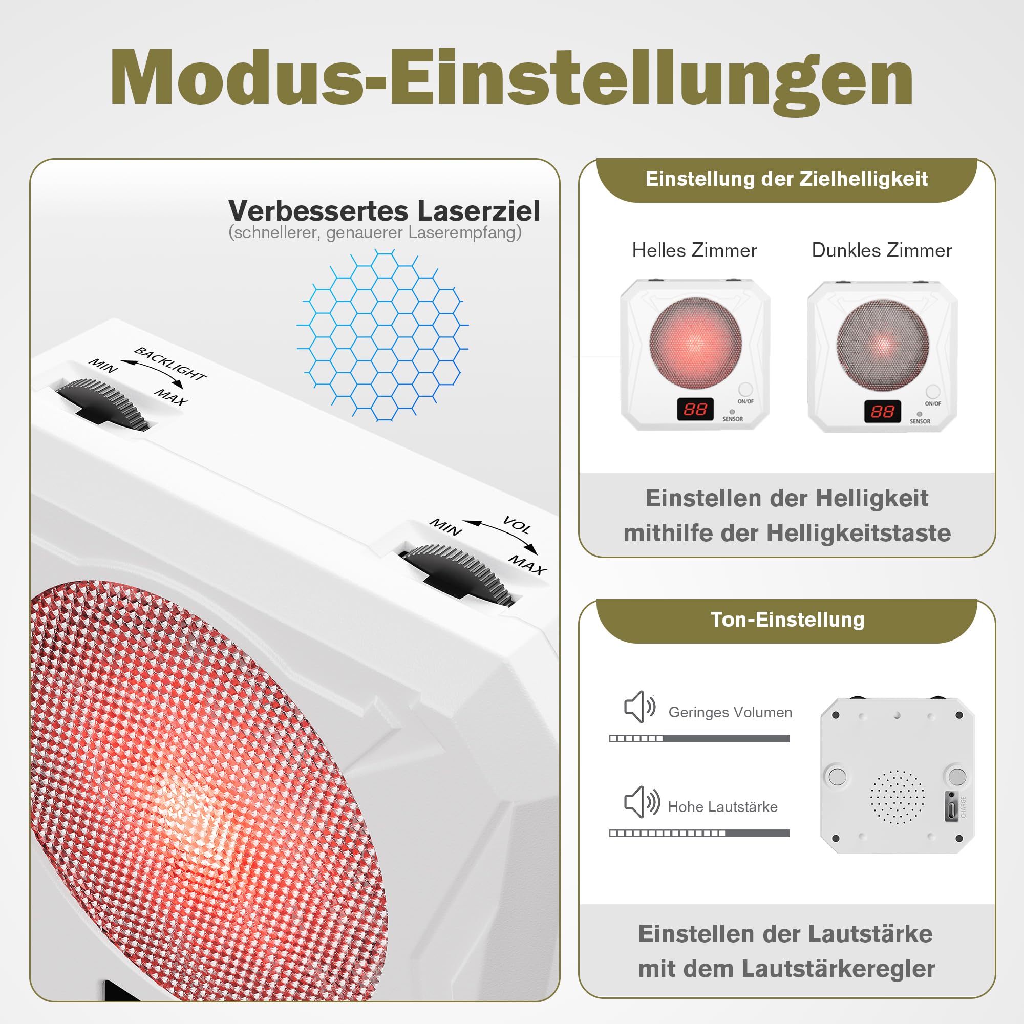 Kit de Cartouche d'Entraînement Laser 9mm avec Cible Rechargeable – Système Dry Fire à 5 Niveaux de Difficulté, Cible Électronique et Munition Laser pour Tir à Domicile