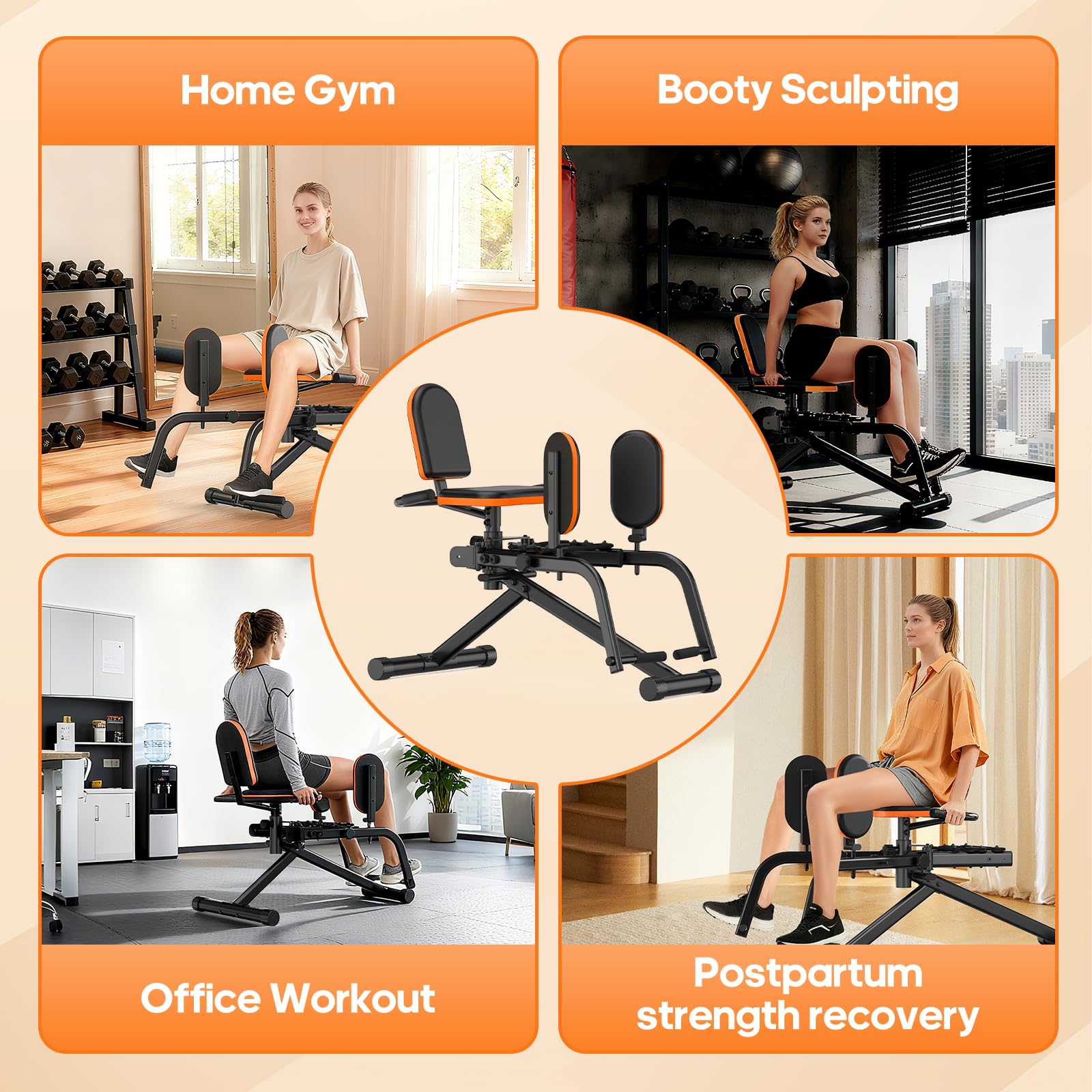 HXD-ERGO Macchina per addominali/adduzione per palestra domestica, macchina per glutei a 6 livelli e attrezzatura per l'allenamento delle cosce, costruzione di bottini con imbottitura in peluche