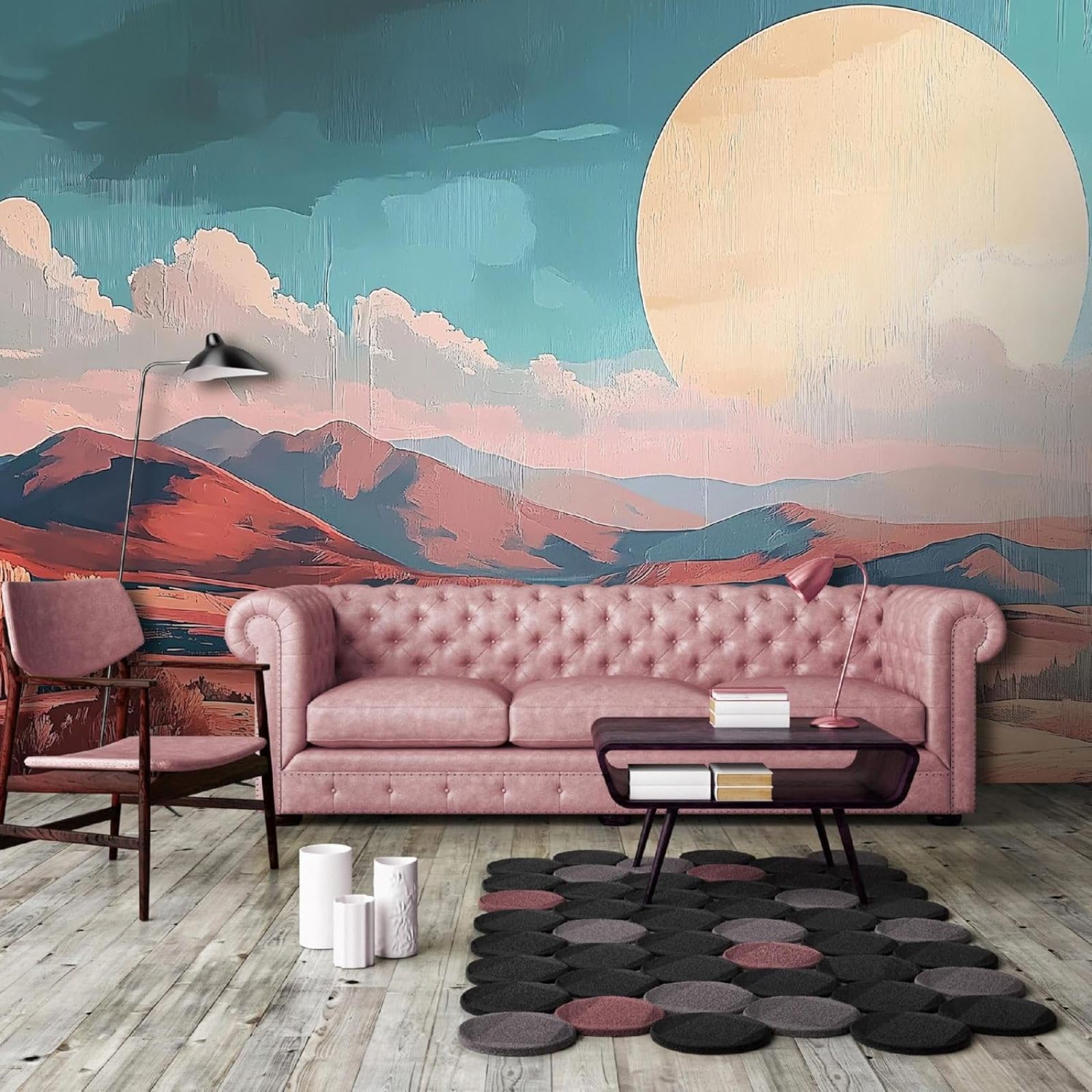Kfjhgbdshhj 3D Mural Photo Mural-Wallpaper Landscape Mountains - For Living Room Bedroom - 3D Effect- Mountains Sun Watercolour,350Cmx256cm Poster - Wall Sticker - Frameless Picture