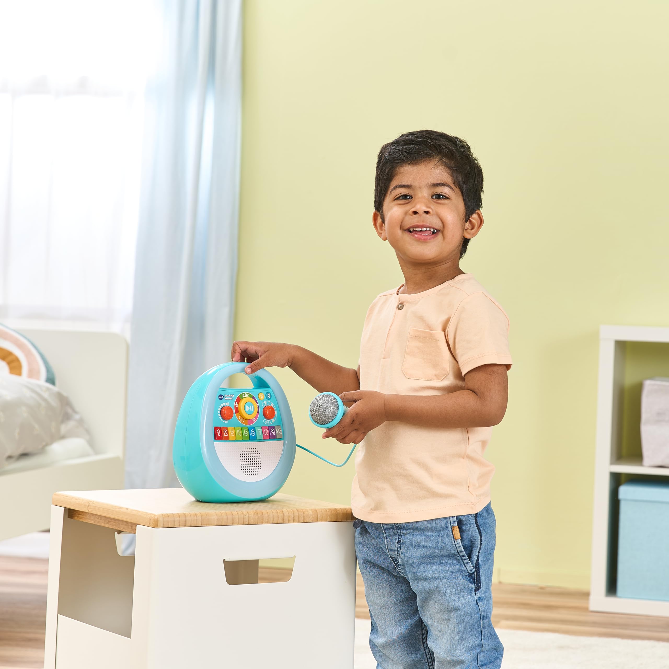 VTech Leapfrog Karaoke Infantil Music Kid, Juguetes Electrónicos Niños +2 Años, Bluetooth, Altavoz Interactivo, Asa Portátil, +40 Canciones y Melodías, Grabadora y Efectos de Voz, Versión ESP