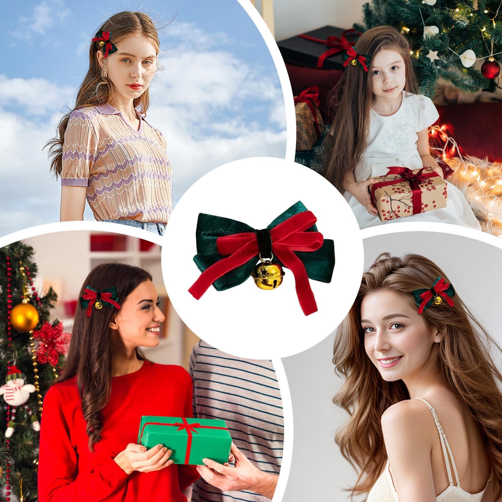 Amazon.co.jp: クリスマスリボンヘアクリップ、髪用リボンクリップ