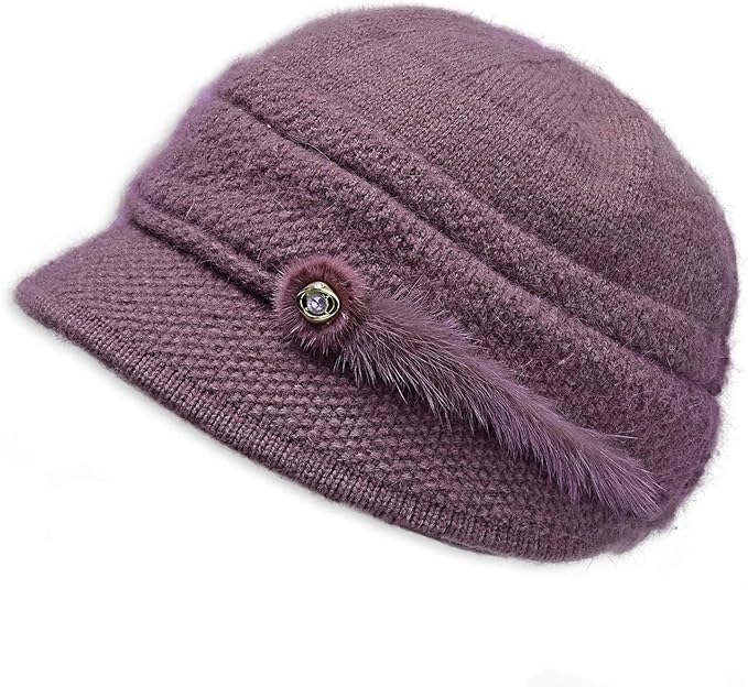 Amazon Homefit帽子 ニット帽 おばあちゃん レディース ハット 婦人帽 防寒 上品 軽い 暖かい カジュアル ギフト プレゼント 孫 シニア 誕生日 祖母 母 ハット 40代 50代 60代 70代 80代 90代 敬老の日 ライトパープル ニット 通販