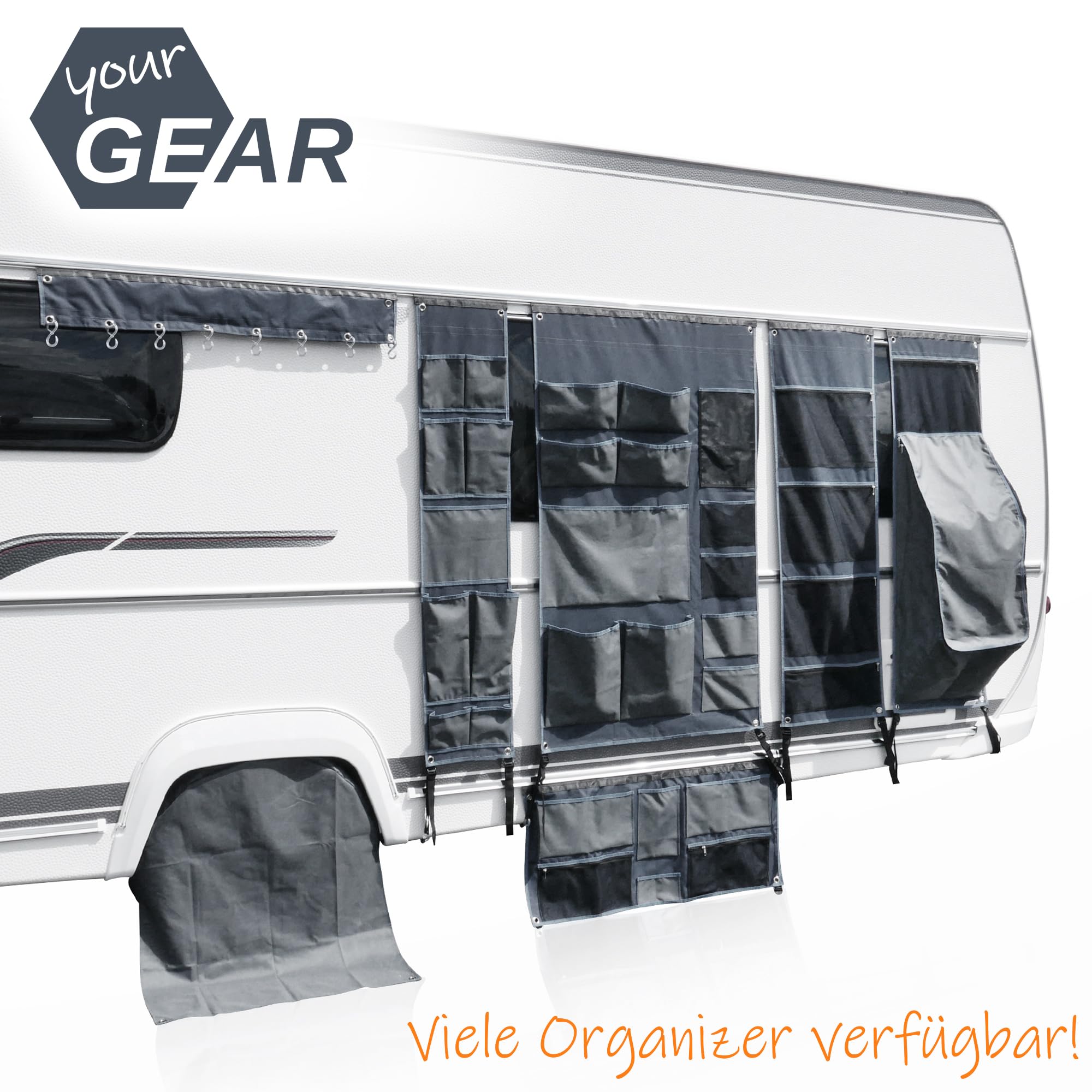 your GEAR Caravan Organizer Shoe - Hängeregal für Zelt, Vorzelt, Wohnwagen 140 x 45 cm, 10 Fächer