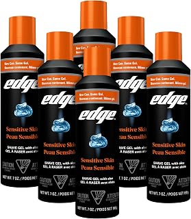 Edge Shaving Gel for Sensitive Skin with Aloe, 6 Pack - Moisturizes, Soothes & Protects Men from Razor Burn & Irritation