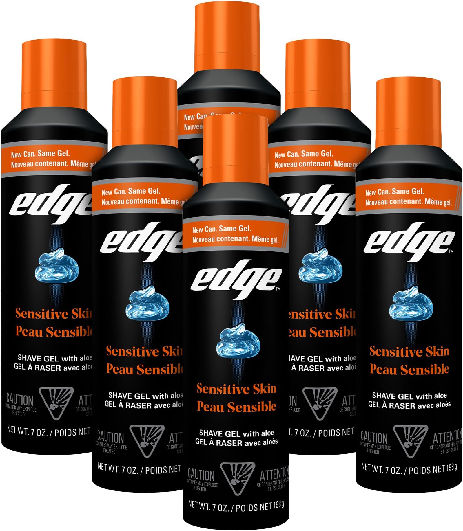 Edge Shaving Gel for Men, Sensitive Skin with Aloe, (6 Pack) - Shave Gel For Men That Moisturizes, Protects and Soothes To Help Reduce Skin Irritation
