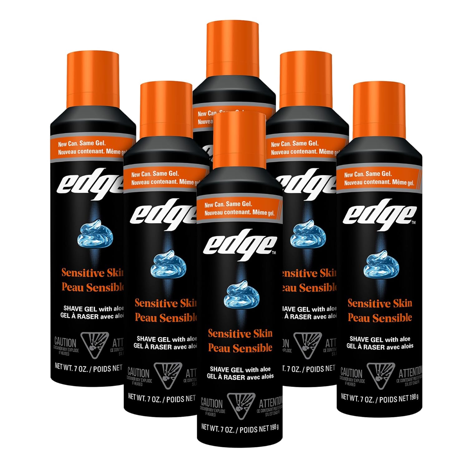 Edge Shaving Gel for Sensitive Skin with Aloe, 6 Pack - Moisturizes, Soothes & Protects Men from Razor Burn & Irritation