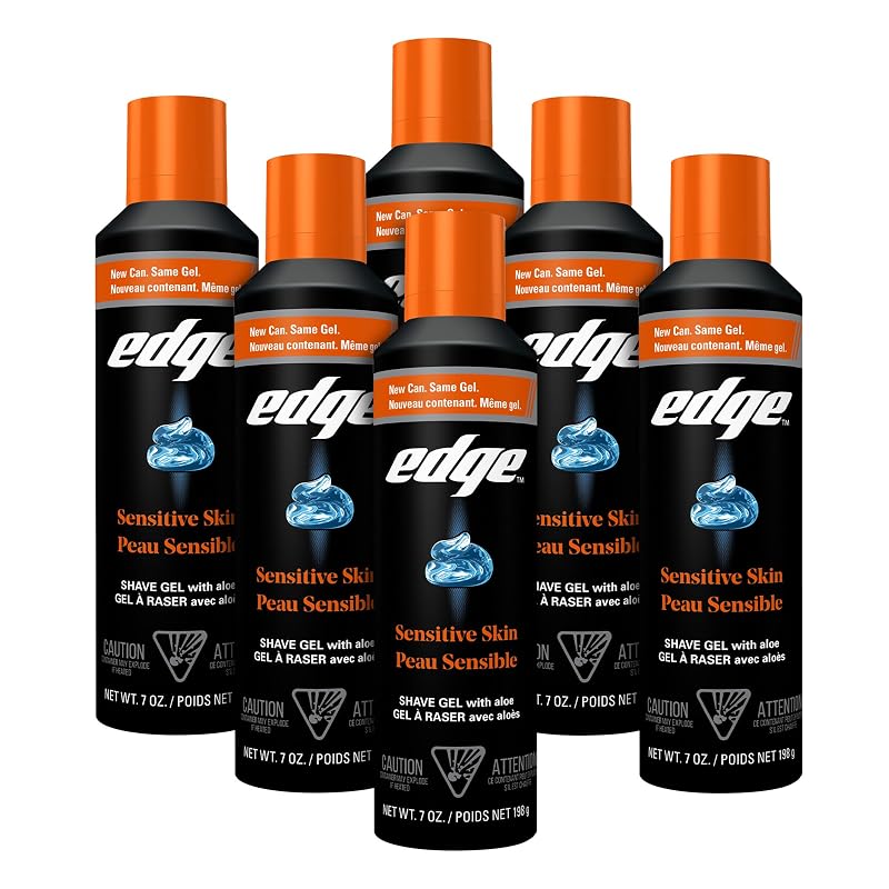 Gel de barbear Edge para homens, pele sensível, pacote com 6