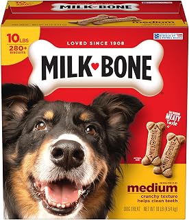 Milk-Bone Original Dog Treats for Medium Dogs - Crunchy Teeth-Cleaning Biscuits with 12 Vitamins, 10lb Box