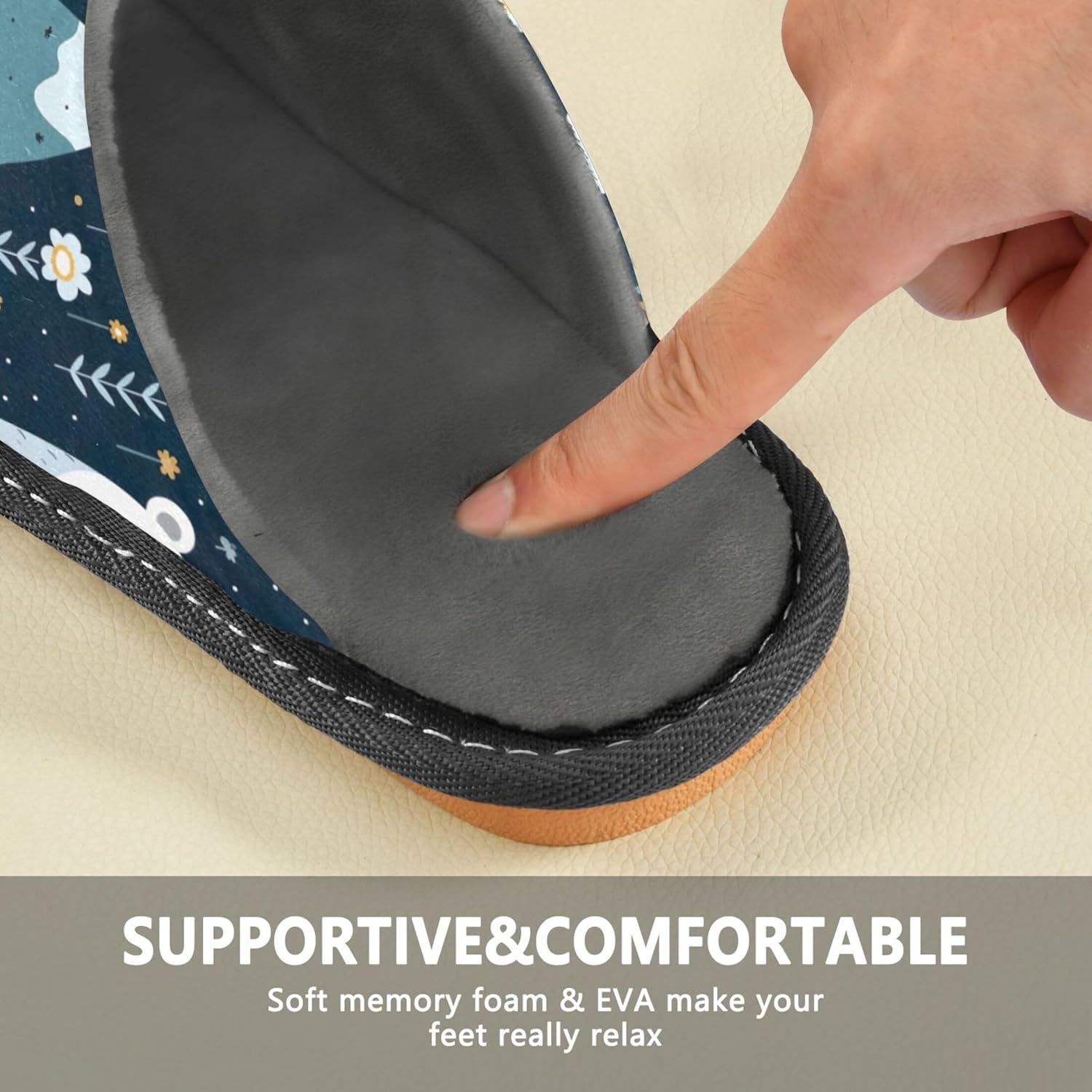 Cute Bear Flowers House Slippers – Cozy Fuzzy Slippers for Guests, Washable & Disposable, Perfect for Shoeless Home, Spa & Hotel Use A112945