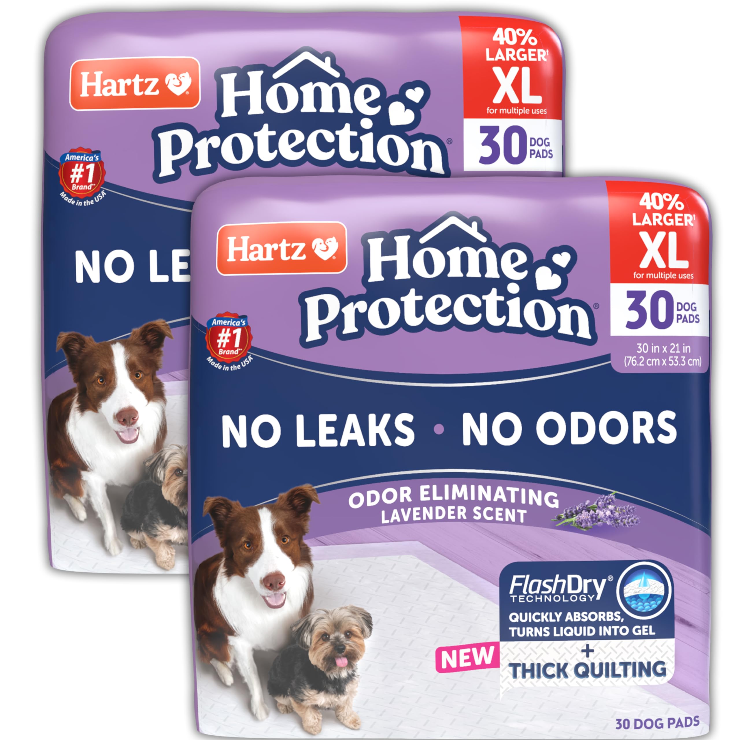 Hartz Home Protection - Almohadillas para perros con aroma a lavanda, XL 60 unidades, súper absorbentes y no gotean, eliminan olores